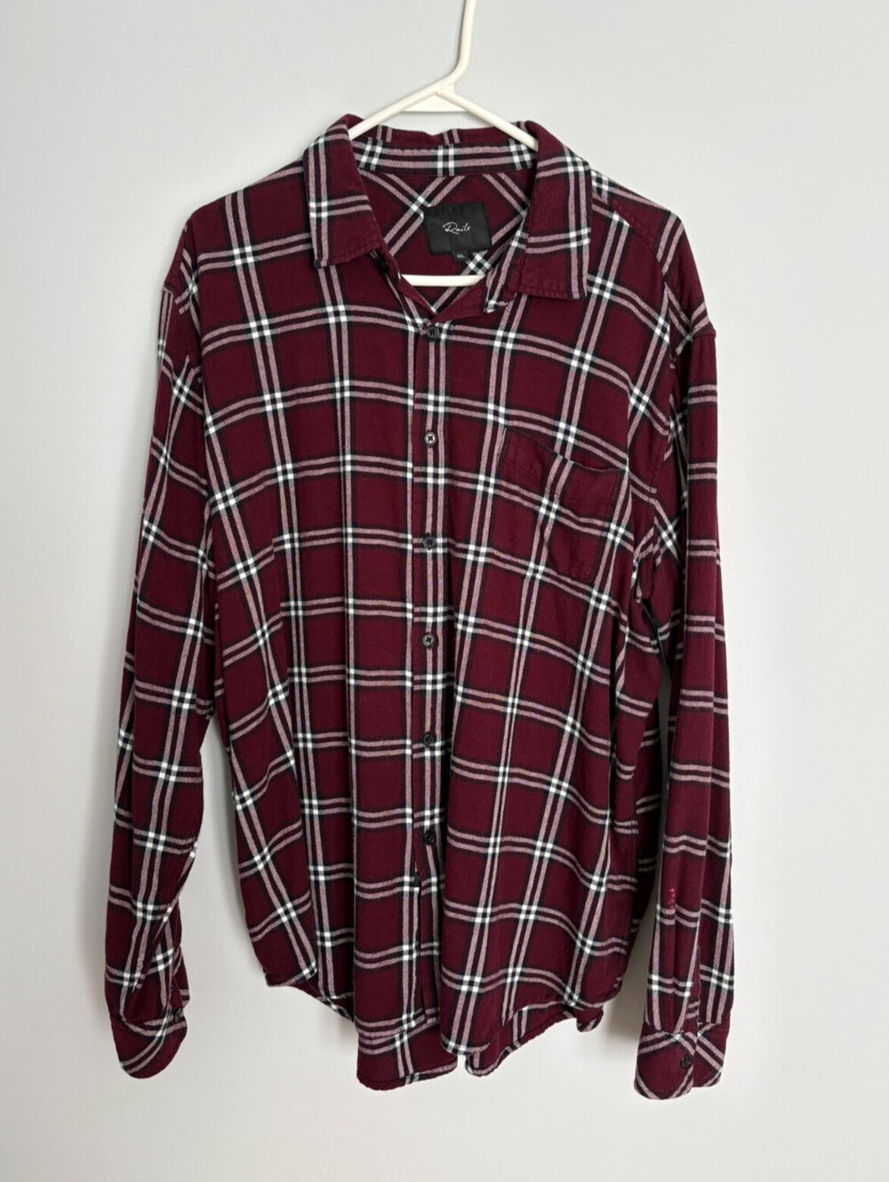 Rails Super Soft Brushed Lennox Flannel Shirt Mens Size XXL Burgundy Black White